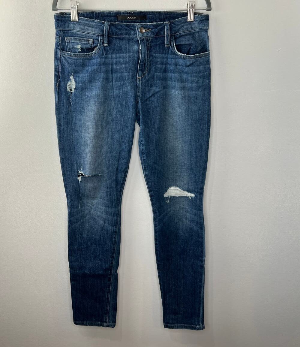 JOE'S Blue Medium Wash Cotton Blend Distressed Becky Skinny Ankle Jeans Size 29